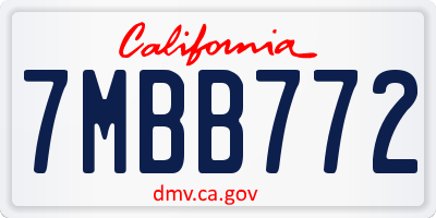 CA license plate 7MBB772