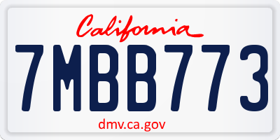 CA license plate 7MBB773