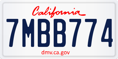 CA license plate 7MBB774