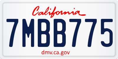 CA license plate 7MBB775