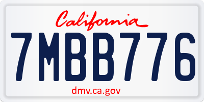 CA license plate 7MBB776