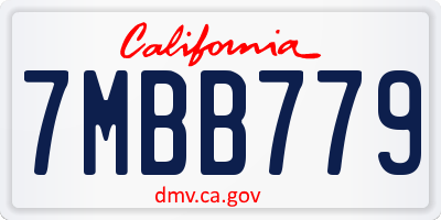 CA license plate 7MBB779