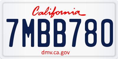 CA license plate 7MBB780