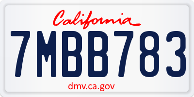 CA license plate 7MBB783