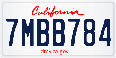CA license plate 7MBB784
