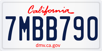 CA license plate 7MBB790