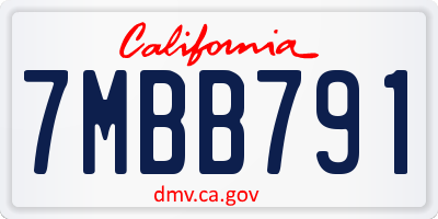 CA license plate 7MBB791