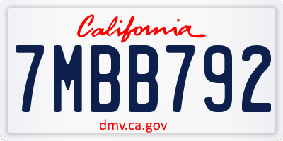 CA license plate 7MBB792