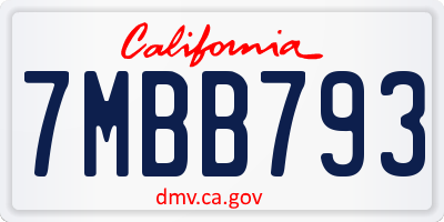 CA license plate 7MBB793