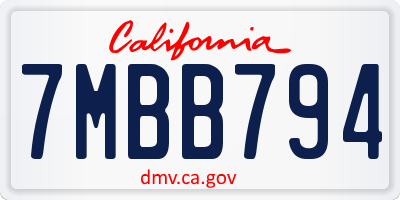 CA license plate 7MBB794