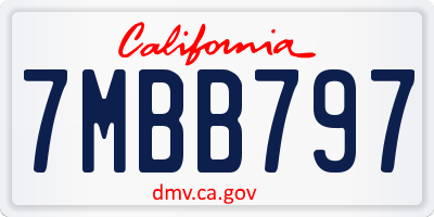 CA license plate 7MBB797