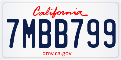 CA license plate 7MBB799