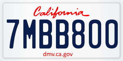 CA license plate 7MBB800