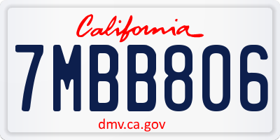 CA license plate 7MBB806