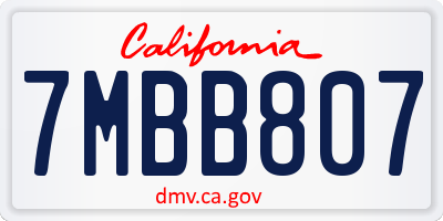 CA license plate 7MBB807