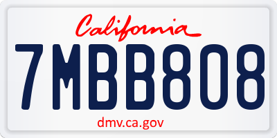 CA license plate 7MBB808