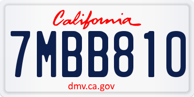 CA license plate 7MBB810
