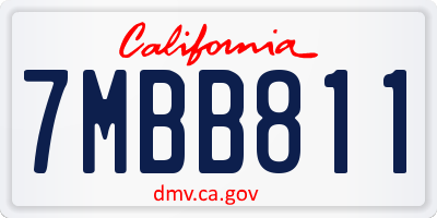 CA license plate 7MBB811
