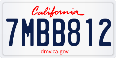 CA license plate 7MBB812
