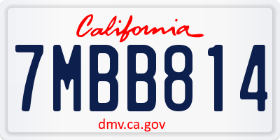 CA license plate 7MBB814