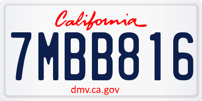 CA license plate 7MBB816