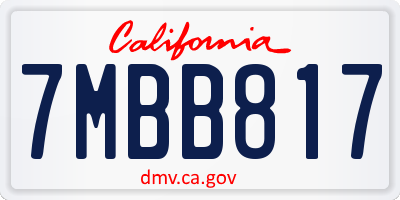 CA license plate 7MBB817
