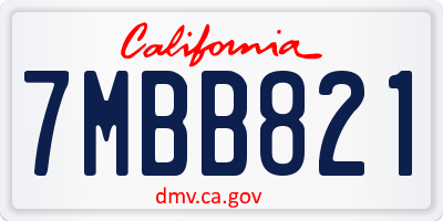 CA license plate 7MBB821