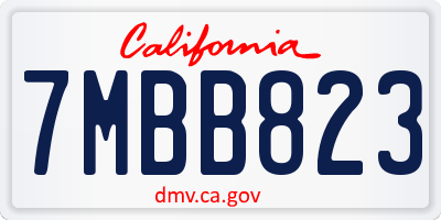 CA license plate 7MBB823