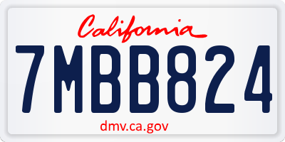 CA license plate 7MBB824
