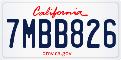 CA license plate 7MBB826