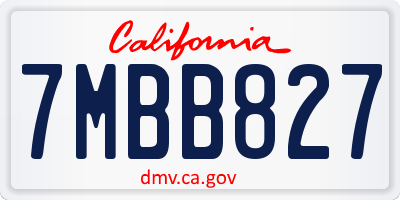 CA license plate 7MBB827