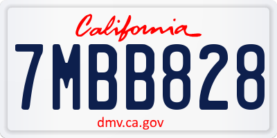 CA license plate 7MBB828