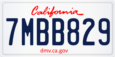CA license plate 7MBB829