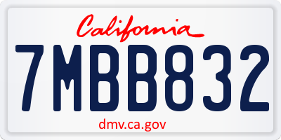 CA license plate 7MBB832