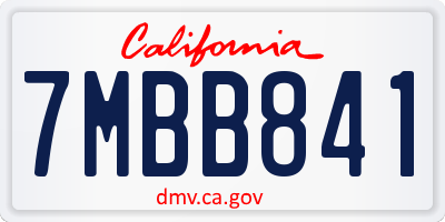 CA license plate 7MBB841