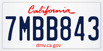 CA license plate 7MBB843