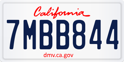 CA license plate 7MBB844