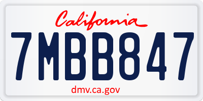 CA license plate 7MBB847