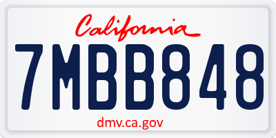 CA license plate 7MBB848