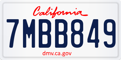 CA license plate 7MBB849