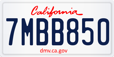 CA license plate 7MBB850