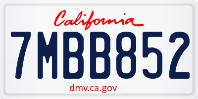 CA license plate 7MBB852