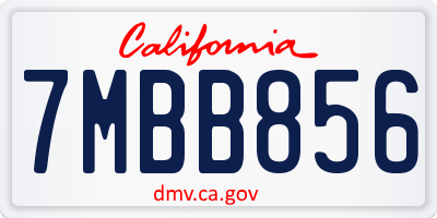 CA license plate 7MBB856