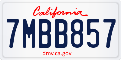 CA license plate 7MBB857