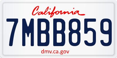 CA license plate 7MBB859