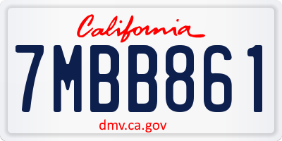 CA license plate 7MBB861