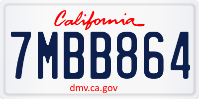 CA license plate 7MBB864