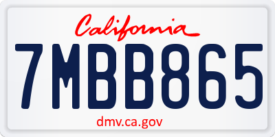CA license plate 7MBB865