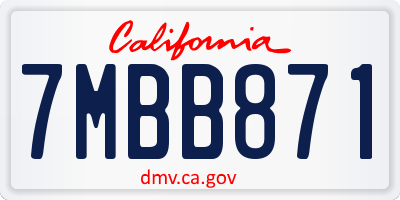 CA license plate 7MBB871