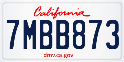 CA license plate 7MBB873